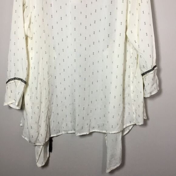 NWT open front duster asymmetrical hem long sleeve slightly sheer boho hippie L - Picture 6 of 8